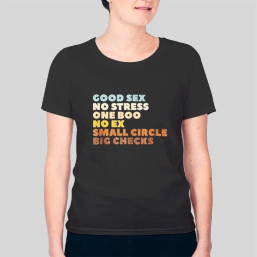 Good Sex No Stress One Boo No Ex Small Circle Big Checks Shirt