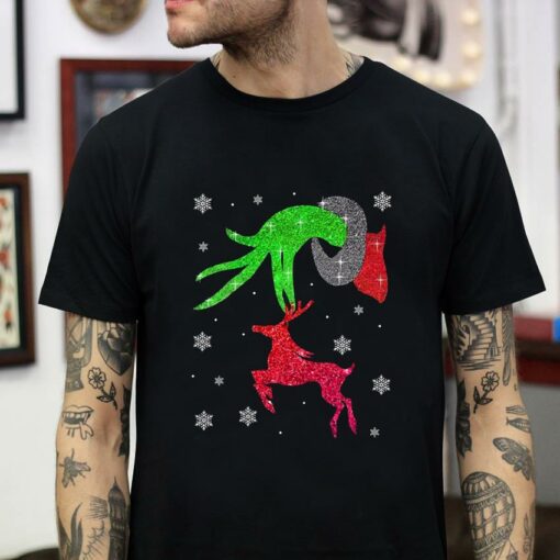 Grinch Christmas holding unicorn snowflake t-shirt