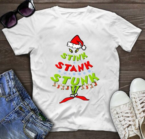 Grinch Christmas tree stink stank stunk t-shirt