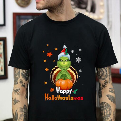 Grinch Turkey happy hallothanksmas t-shirt