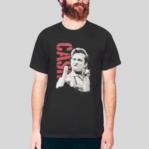 Hi Fidelity Johnny Cash Flipping The Bird Shirt