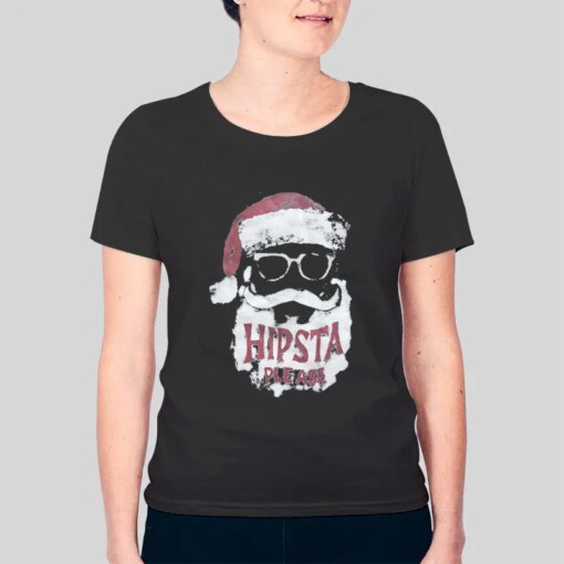 Hipsta Please Christmas Santa Burnout Hipster Please Shirt