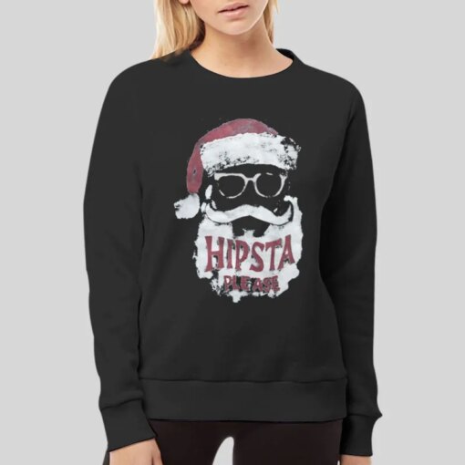 Hipsta Please Christmas Santa Burnout Hipster Please Shirt