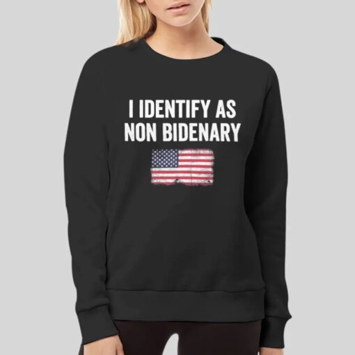 I Identify As Non Bidenary American Flag Anti Government Shirt