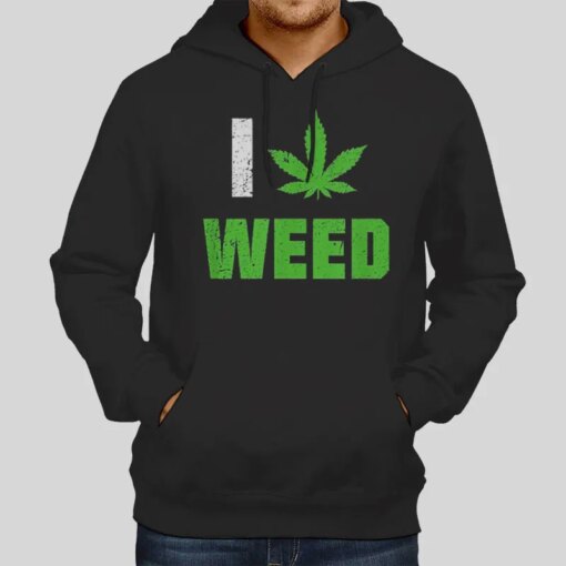 I Love Weed Marijuana Cannabis Leaf T Shirt