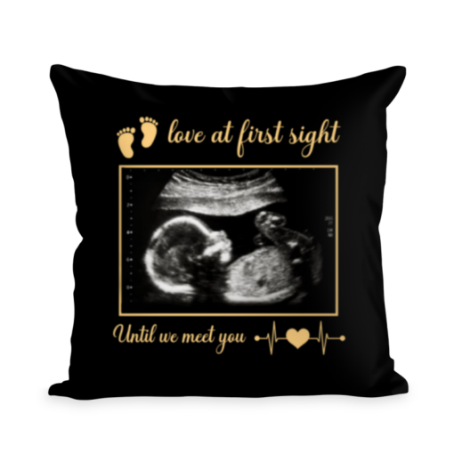 Love at First Sight Sonogram Picture Pillow, Gender Reveal Gift, Pregnancy Gift for Mother, Ultrasound Photo Pillow for New Baby, New Dad & Mom Gift