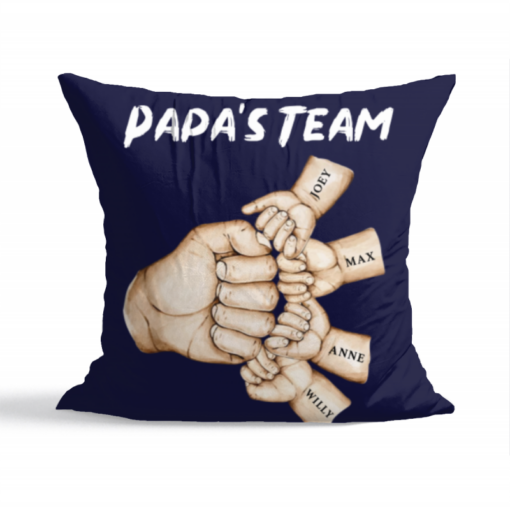 Papa Pillow, Papa’s Team Cushion, Custom Grandpa Pillow, Fathers Day Gifts For Grandpa From Grandkids