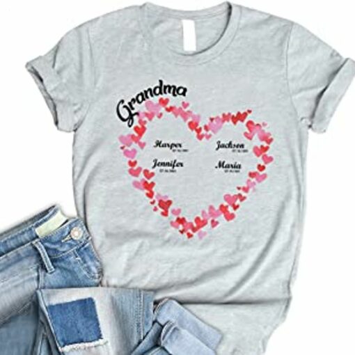 Personalized Grandma Shirt, Mothers Day Shirt, Shirt for Women Mimi Shirt Mom Shirt Nana Shirt, Valentine Shirt