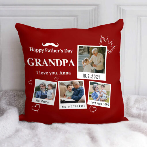 Personalized Grandpa Pillow Photo Collage Gift, Grandpa Father’s Day Gift, Custom Pillow From Photos, Gift For Dad, Gift For Grandpa