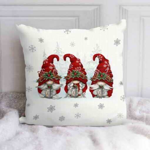 Red Gnome Christmas Pillow