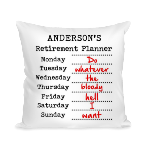 Retirement Pillow, Retirement Planner Cushion, Happy Retirement Gift For Him Her, Funny Retirement Present