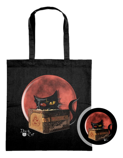 Sac Tote Bag Organic Dark Cat  Chat Malefique