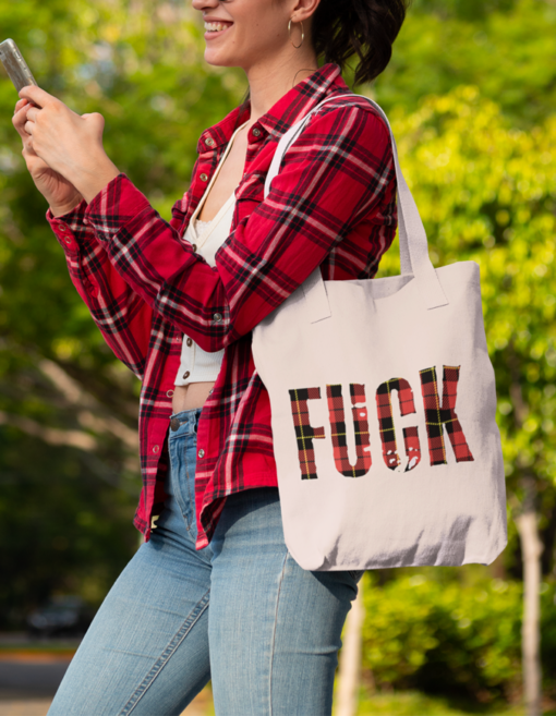 Sac tote bag recto verso  fuck you ecru