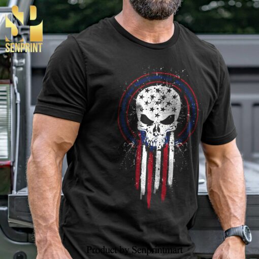 Skull Holding Flag Permit Military Unisex Shirt