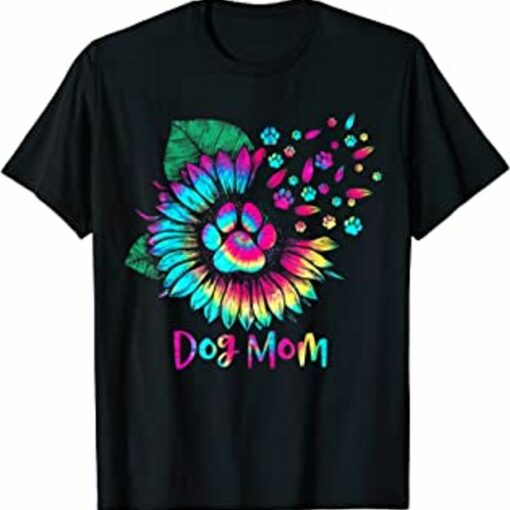 Sunflower Dog Mom Tie Dye Dog Lover Mother’s Day T-Shirt