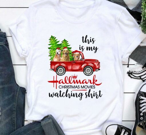 Truck golden retriever this is my hallmark christmas movie watching shirt