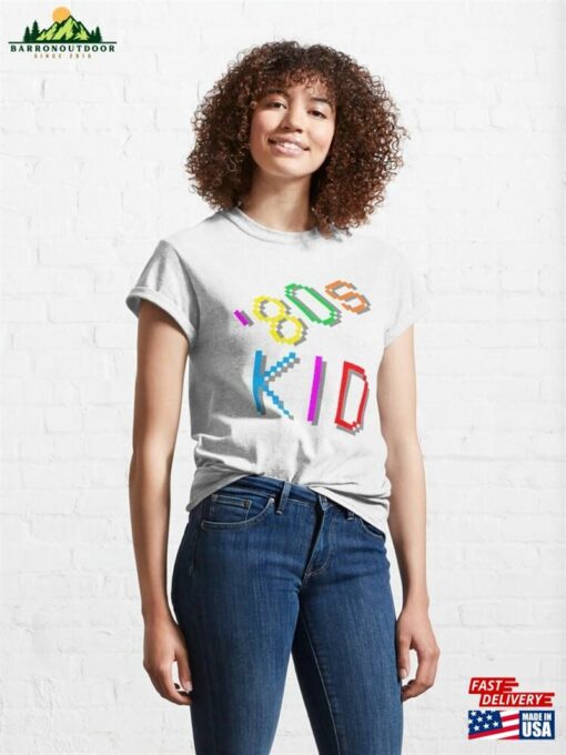 ’80S Kid Colorful Retro Statement (White Background) Classic T-Shirt Sweatshirt