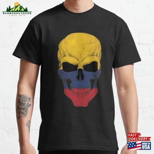 Colombian Flag Skull Classic T-Shirt Sweatshirt Unisex