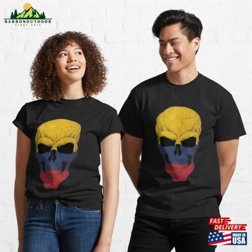 Colombian Flag Skull Classic T-Shirt Sweatshirt Unisex