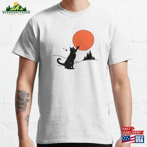 Cool Sun Black Cat In Orange Classic T-Shirt Hoodie