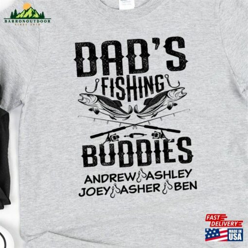 Custom Dad Fishing T-Shirt Personalized Kids Names Tee Sweatshirt Unisex