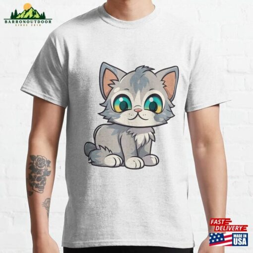 Cute Cat In Kawaii Style Classic T-Shirt Hoodie Unisex