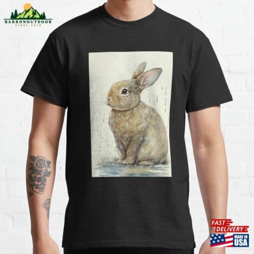 Cute Watercolor Rabbit Fantasy Aesthetic Bunny Nursery Painting Classic T-Shirt Unisex