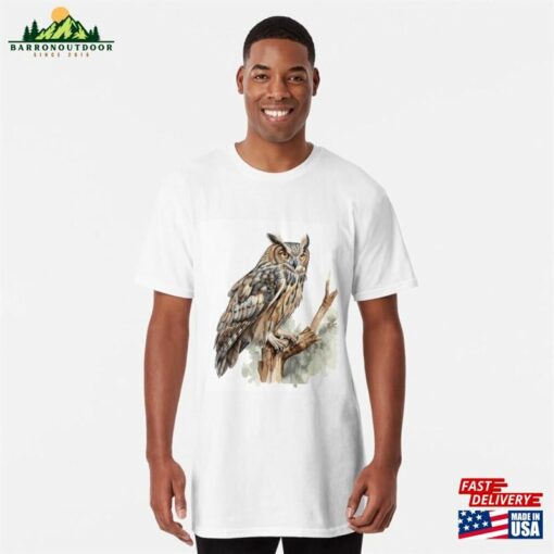 Eurasian Eagle Owl On A Tree Branch Long T-Shirt Sweatshirt