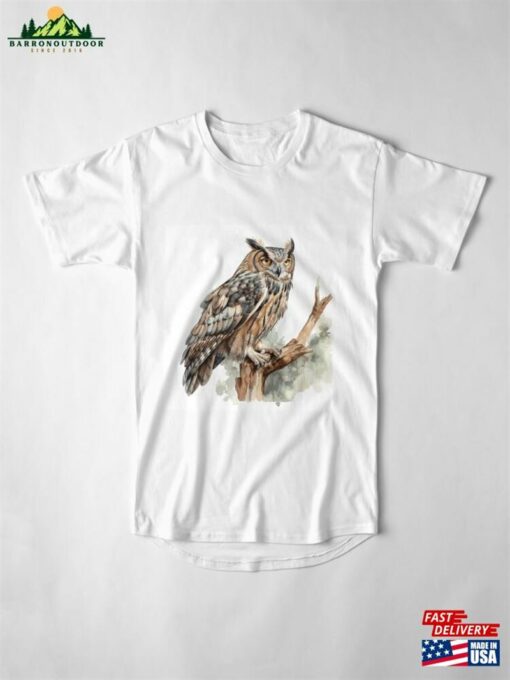 Eurasian Eagle Owl On A Tree Branch Long T-Shirt Sweatshirt