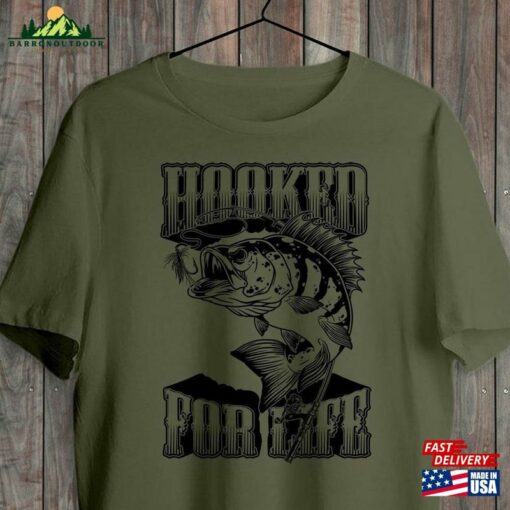 Fishing Gift For Men Funny T-Shirt Hooked Life Unisex