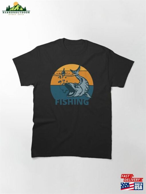 Fishing Retro Sunset Classic T-Shirt Sweatshirt