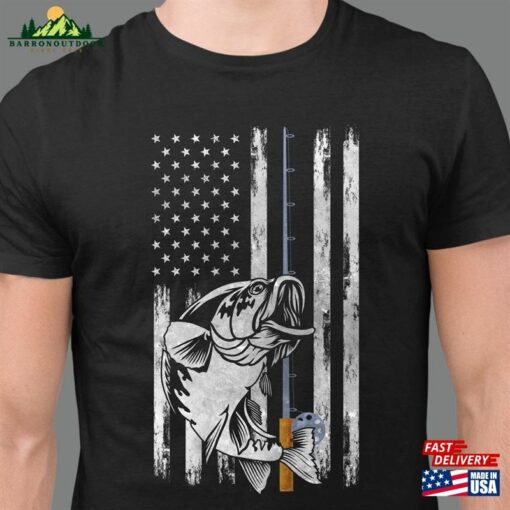 Fishing Shirt W American Flag Gifts For Men Unisex Classic