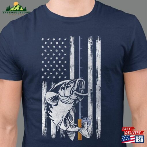 Fishing Shirt W American Flag Gifts For Men Unisex Classic