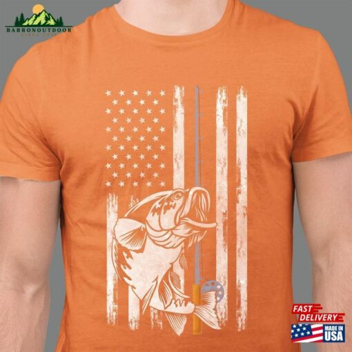 Fishing Shirt W American Flag Gifts For Men Unisex Classic