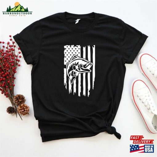 Fishing T-Shirt Usa Flag Gift For Fisherman Fisher Tee Hoodie