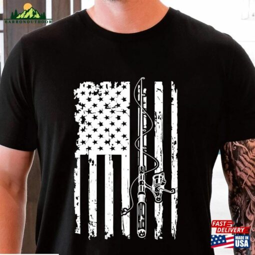 Fishing T-Shirt Usa Flag Gift For Fisherman Fisher Tee Shirt Cool Shirts Fathers Day Ideas Hoodie Unisex