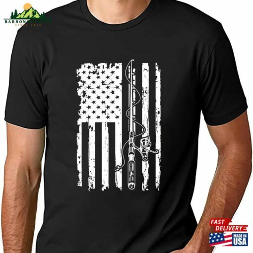 Fishing T-Shirt Usa Flag Gift For Fisherman Fisher Tee Shirt Cool Shirts Fathers Day Ideas Hoodie Unisex