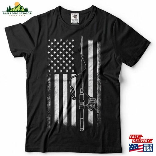 Fishing T-Shirt Usa Flag Gift For Fisherman Fisher Tee Shirt Cool Shirts Fathers Day Ideas Sweatshirt Unisex