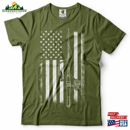 Fishing T-Shirt Usa Flag Gift For Fisherman Fisher Tee Shirt Cool Shirts Fathers Day Ideas Sweatshirt Unisex