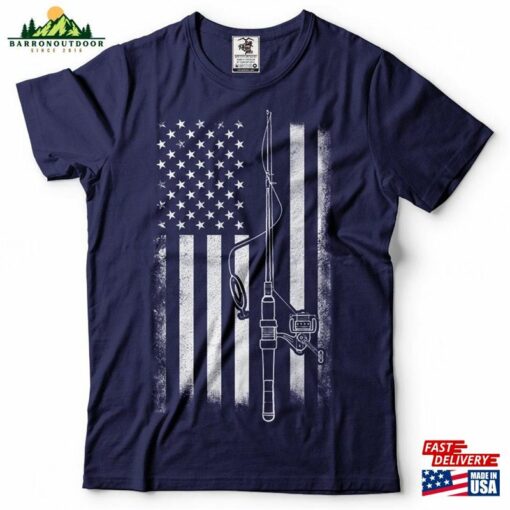 Fishing T-Shirt Usa Flag Gift For Fisherman Fisher Tee Shirt Cool Shirts Fathers Day Ideas Sweatshirt Unisex