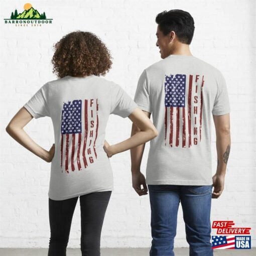 Fishing United States Flag Essential T-Shirt Hoodie