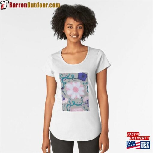 Flower Print 2 Premium Scoop T-Shirt Classic Unisex