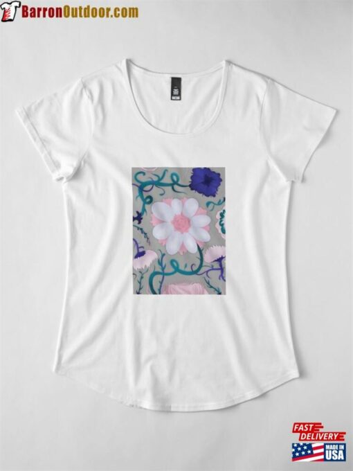 Flower Print 2 Premium Scoop T-Shirt Classic Unisex