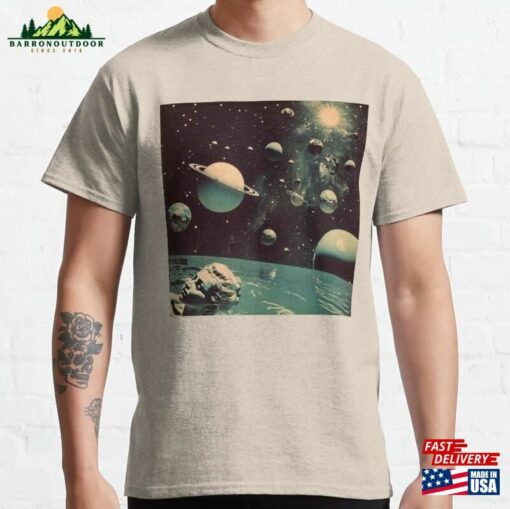 Girl Swimming In Space Vintage Classic T-Shirt Unisex