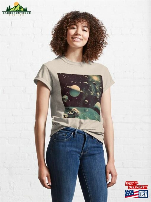 Girl Swimming In Space Vintage Classic T-Shirt Unisex