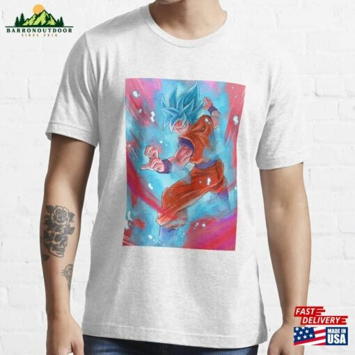 Goku Super Saiyan Blue Kaioken Dragon Ball Fanart Essential T-Shirt Unisex