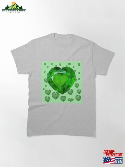 Green Emerald Hearts May Birthstone Gems Classic T-Shirt Unisex