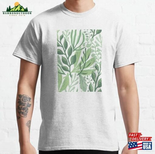 Green Flowers Branches Botanical Pattern Classic T-Shirt Hoodie