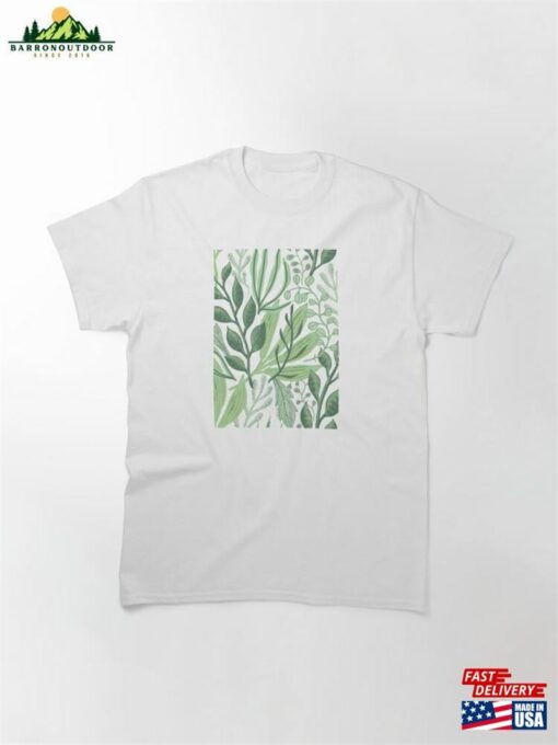 Green Flowers Branches Botanical Pattern Classic T-Shirt Hoodie