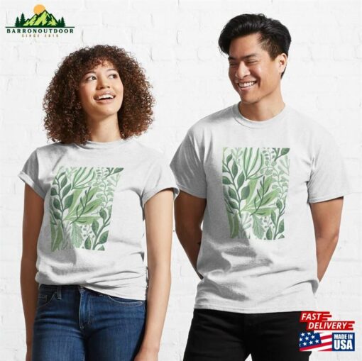 Green Flowers Branches Botanical Pattern Classic T-Shirt Hoodie